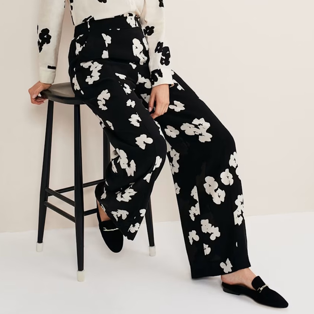 Ann Taylor Wide Leg Floral Trousers